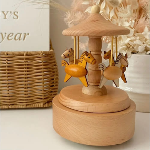 Heirloom Wooden Musical Carousel - Horses