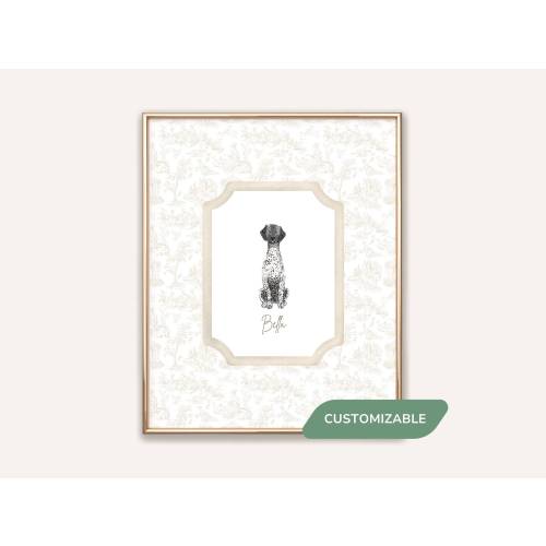 Personalized German Shorthaired Pointer Print Gifts, Custom Preppy Dog Poster for Dog Mom, GSP Owner Gift, Pet Portrait for Nursery Wall Art