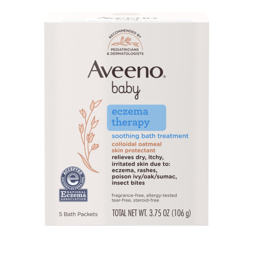 Aveeno Baby Eczema Therapy, Anti-Itch Relief Colloidal Oatmeal Bath Treatment for Kids & Toddlers, 5 Ct