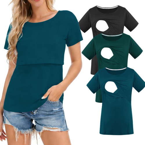 Women's Maternity Nursing Tops Clothes Breastfeeding T-Shirts 3-Pack