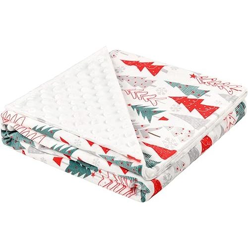 Baby Plush Mink Blanket Double Layer with Dotted Backing for Baby Girl or Baby Boy (Red Tree Christmas)