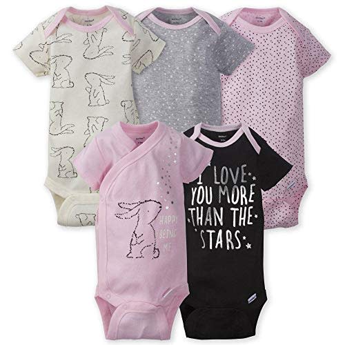 Gerber Baby Girls' 5-Pack Short Sleeve Variety Onesies Bodysuits