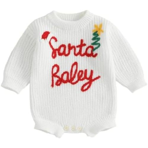 My First Christmas Boy Girl Outfit Santa Baby Knit Sweater Romper Newborn Fall Winter Warm Chunky Sweaters 0-18M
