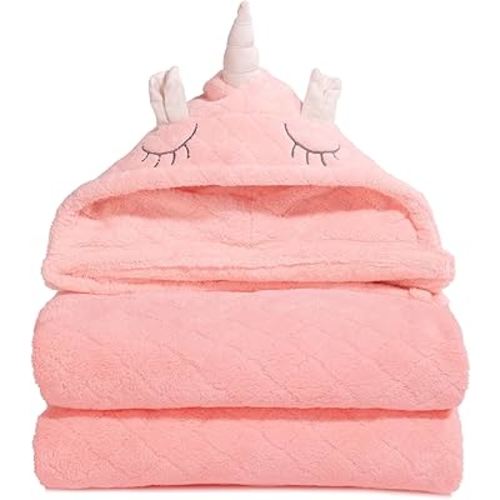 Toddler Towels with Hood for Girls,Soft Premium Coral Fleece Girl Bath Towel-Ultra Absorbent for Baby Cozy and Warm-Bath Essential for Newborn, Infant and Children, Pink Unicorn