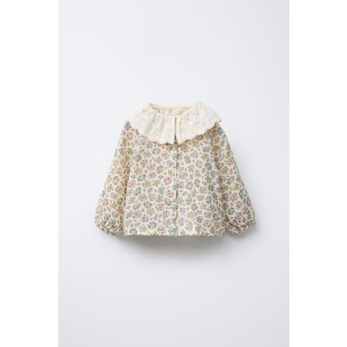 EMBROIDERED PETER PAN COLLAR SHIRT - Green / Ecru | ZARA United States