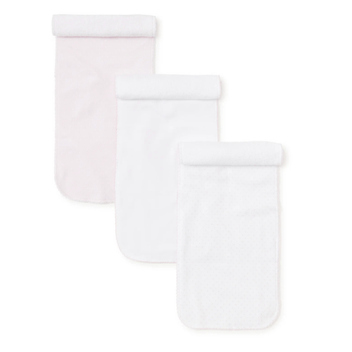 Kissy Dots Pink 3 Pack Burp Set w/ Tulle Bag