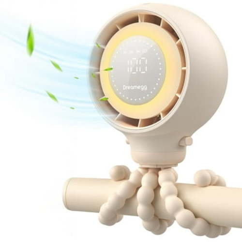 Dreamegg Portable Fan Cooling Stroller Fan for Baby, 4000mAh USB Rechargeable for Travel, Beige