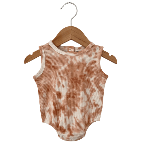 Organic Waffle Bubble Romper, Spice Tie Dye
