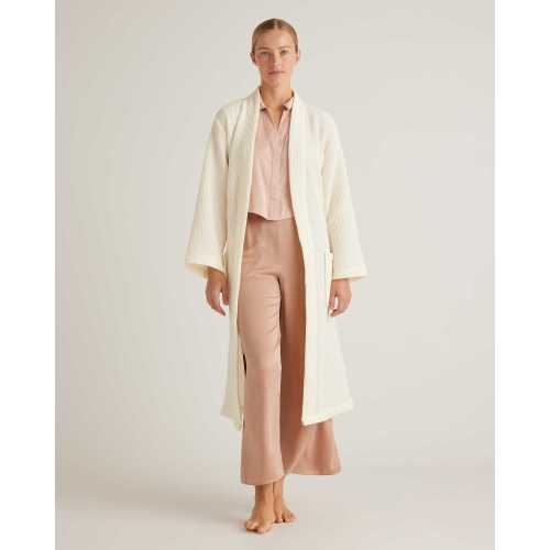 Organic Turkish Waffle Robe in Ivory