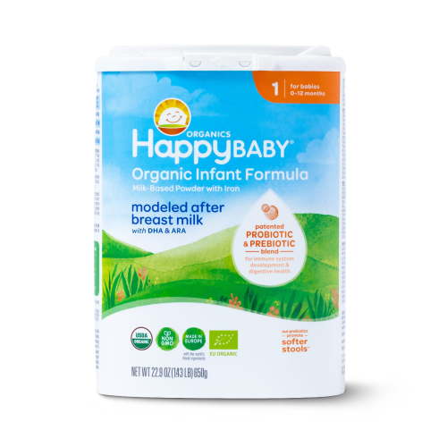 Happy Baby Organics Stage 1 Organic Infant Formula, 22.9 oz Shelf Stable Plastic Canister
