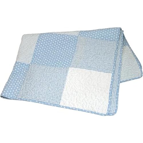 Stephan Baby Heirloom-Quality Pieced Crib Quilt, Blue and White Vintage Dot