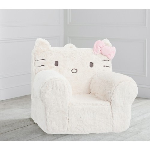 Hello Kitty® Ivory Faux-Fur Anywhere Chair® | Pottery Barn Kids