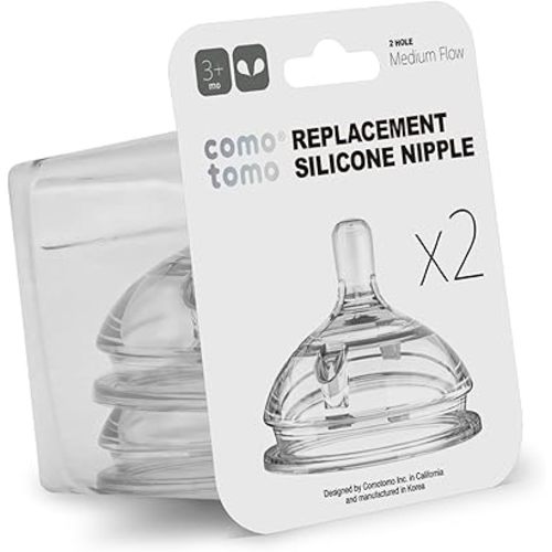 Comotomo Silicone Replacement Nipple, Fast Flow, 6+ Months, 2 Count