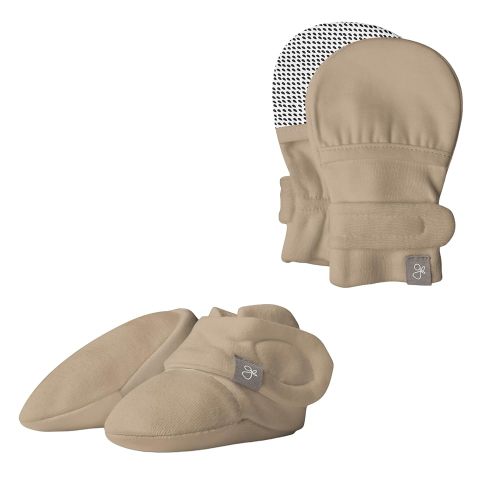 goumikids Stay-On Mitts and Boots Bundle Sandstone, 0-3 Months