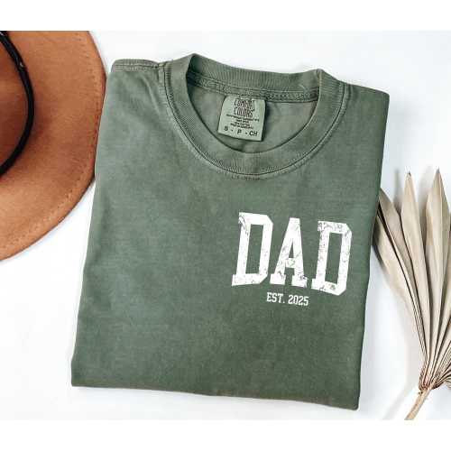 Comfort Colors® Custom Dad Shirt, Cute Fathers Day Gift, Christmas Gift For Dad, New Dad Shirt, Custom Dad Est Shirt, Gift for Grandpa