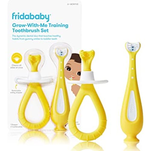 Frida Baby Grow-with-Me Training Toothbrush Set | Infant to Toddler Toothbrush Oral Care for Sensitive Gums