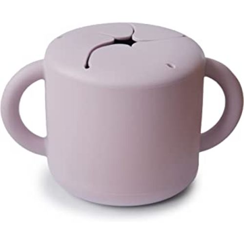 mushie Silicone Snack Cup | Spill Proof Food Container for Toddler and Baby (Soft Lilac)