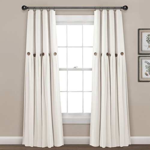 Lush Decor Linen Button Cotton Blend Blackout Thermal Rod Pocket Single Curtain Panel & Reviews | Wayfair