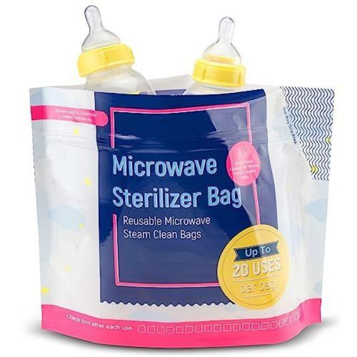 Impresa 15 Pack Microwave Baby Bottle Sterilizer Bags - 300 Uses Per Pack - Travel Baby Bottle Cleaner Microwave Sterilizer Bag