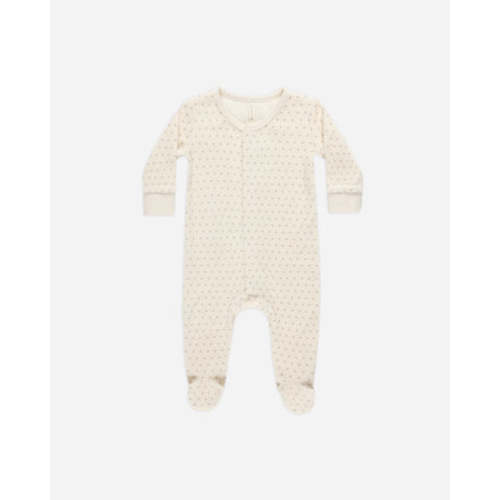 Velour Hidden Snap Footie || Polka Dot