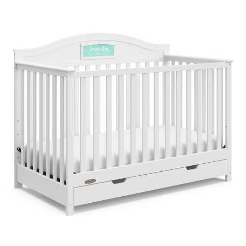 Graco Story 5-in-1 Convertible Baby Crib with Drawer and Reversible Headboard, White