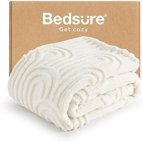 Bedsure Throw Blanket for Women - Super Soft Cozy Blankets for Women Gift, Cute Small Fleece Blanket for Girls, White, 50x60 Inches
