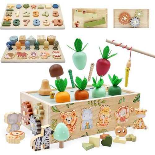 Montessori Toys for 1 Year Old - 4 Year Olds, Wooden Busy Activity ToddlerToy, Preschool Educational Toys, Birthday Gift for Boys Girls Aged 1 2 3 4 Year