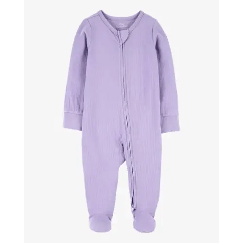 Baby Girl Solid 2-Way Zip PurelySoft Sleep & Play Pajamas - Purple - Carter's | Carter's