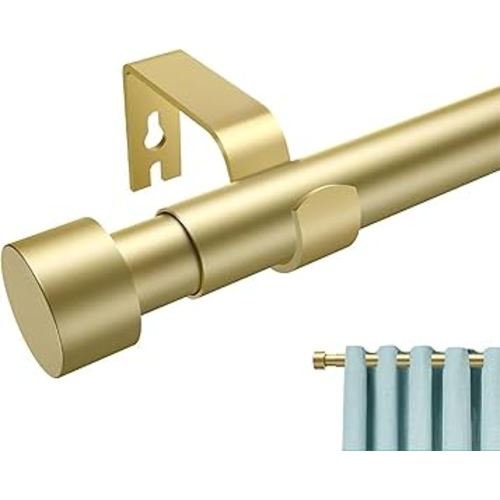 Gold Curtain Rods for Windows 48 to 72 Inch, Adjustable Curtain Rod With 1 Inch Diameter,Cylindrical End Cap Curtain Rod (Gold, 48-72'')
