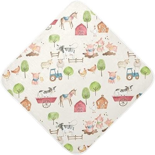 xigua Farm Animals Baby Towel Ultra Soft Hooded Towels for Baby Boy Girl, Ultra Absorbent Bath Towels Newborn Shower Gift 30 x 30 Inch