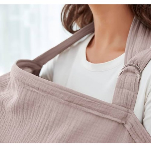 Muslin Nursing Cover for Baby Breastfeeding, Breathable 100% Cotton Breastfeeding Cover with Rigid Hoop for Mother Nursing Apron (Light Pink)