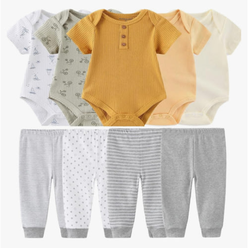 Baby Layette Set Baby Boys' 9-Piece Bodysuits Pants Set Toddler Girl Boy Unisex Baby Gift Sets