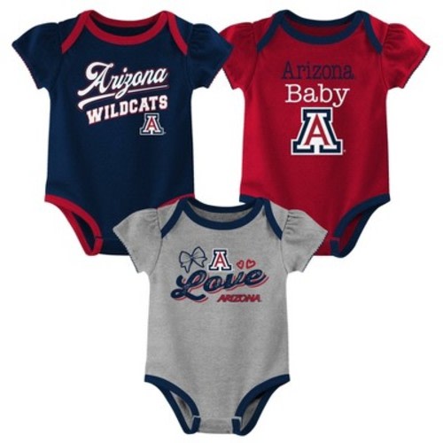 NCAA Arizona Wildcats Infant Girls' 3pk Bodysuit, Size: 0-3M