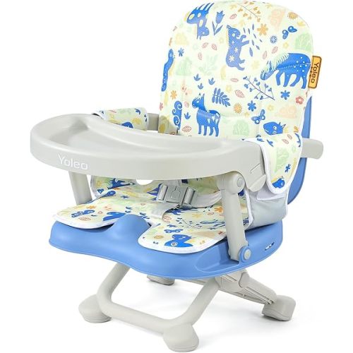 YOLEO Baby High Chair Booster Seat for Dining Table, Adjustable Height Travel Foldable High Chairs with Tray