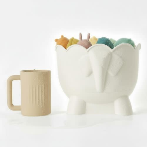 Bath Toy Storage - 2 Piece Baby Bathtub Toy Holder With Removable Base For Draining - 1 Silicone rinse cup Drying -Bathroom Toy Organizer for Baby Bath toys Outside Tube (Bath Buddy Toy Storage)