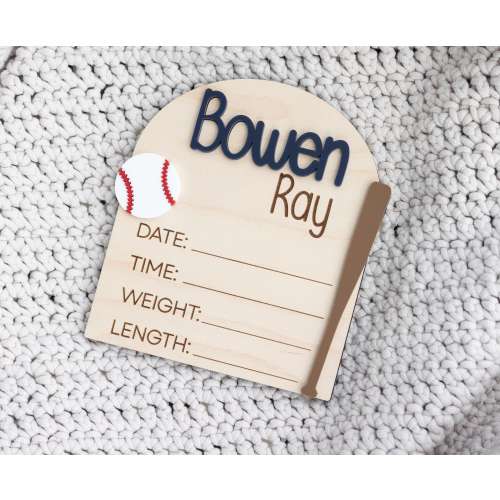 Baseball Baby Birth Stats Sign: Newborn Photo Prop, Custom Name