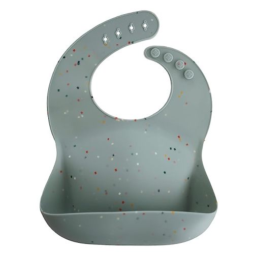 mushie Silicone Bib Meal Apron (Colors: Vanilla Confetti and Cambridge Blue Confetti)