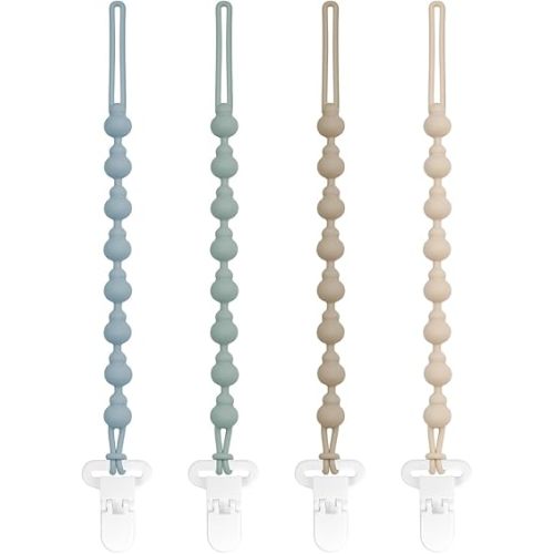 Silicone Pacifier Clip for Boys and Girls: 4-Pack Pacifier Clips, One-Piece Gourd-Shaped Pacifier Clip for Babies, Soft and Flexible Pacifier Clip for Boys and Girls, Baby Newborn Essentials