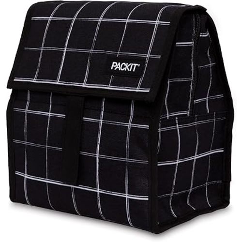 Freezable Lunch Bag, Black Grid