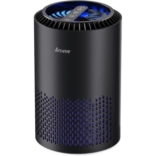 AROEVE Air Purifiers for Bedroom Home, Air Purifier For Smoke Pollen Dander Hair Smell Air Cleaner with Sleep Mode Speed Control For Bedroom Office, MK01- Black(Available for California)