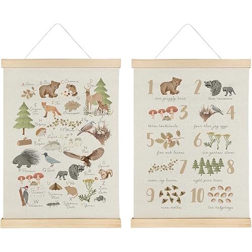 Qvapt Animals Nursery Animal Wood Poster Hanger 16×24,Wild Animal Alphabet Poster Hanger Frame,ABC Canvas Wall Art,Wild Animal Nursery Decor,Set Of 2