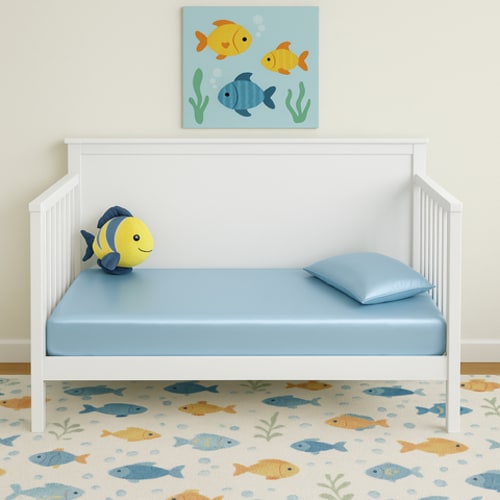 Silk Crib Fitted Sheet - Bedtime Blue