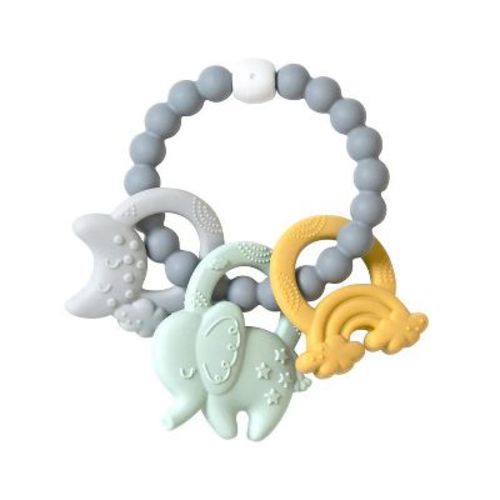 SARO Blue "Ele-Fun" Silicone Teether: Soothing Teething Relief for Baby Boys - Teething Toy, Gum Massager, Baby Essentials, Sensory Play