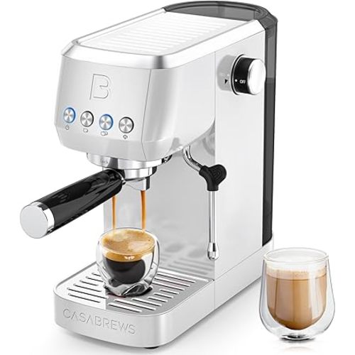CASABREWS 3700 Essential Espresso Machine 20 Bar, Compact Coffee Maker with Milk Frother Steam Wand for Cappuccino, Latte, 49oz Removable Water Tank, White