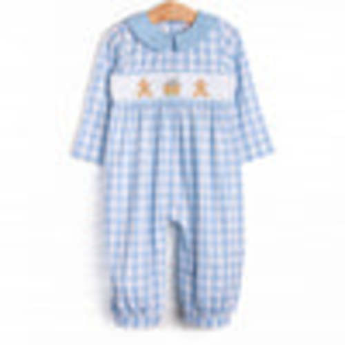 Ginger Snap Season Smocked Romper, Blue – Stitchy Fish