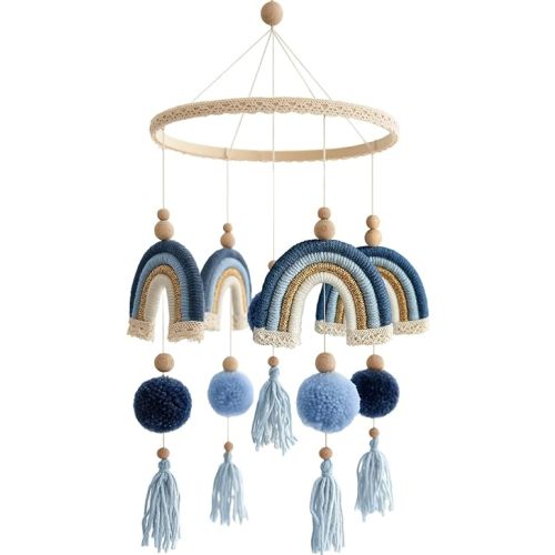 Baby Crib Mobiles Woodland for Newborn Baby Mobiles, Boho Rainbow Crib Mobile Nursery Decor, Baby Shower Use