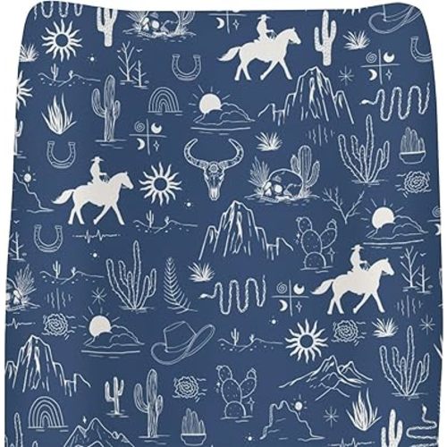 Western Cowboy Changing Pad Cover for Baby Girls Boys Wild West Cactus Mountain Snake Cattle Skull Sun Fitted Changing Table Cover Mats Desert Adventure Soft Diaper Change Table Sheets 32''×16''