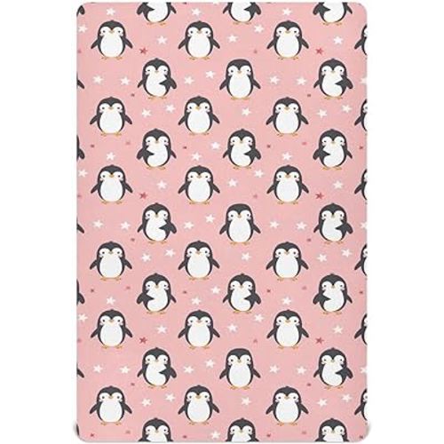 Cute Penguins Crib Sheets Girl & Boy,Toddler Bed Sheets Set,Airplane Pattern Fitted Crib Sheet for Standard Crib & Toddler Mattress—S, S:39×27×5in