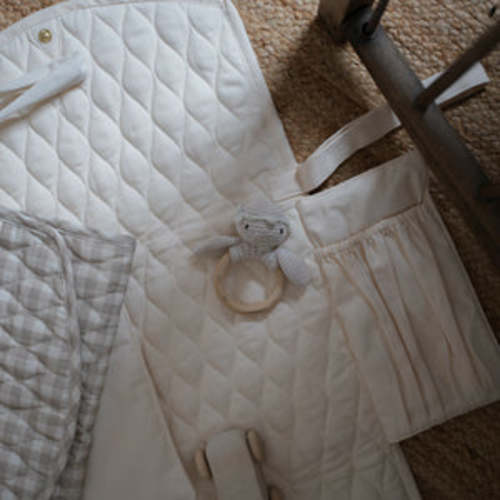 Portable Changing Pad in Beige Gingham | Over The Moon