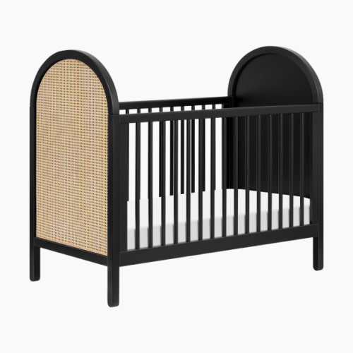 Bondi 3-in-1 Convertible Crib with Toddler Bed Conversion Kit - Black With Natural Cane